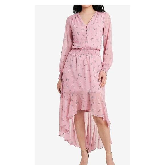 New ~ 1. STATE  ~ Long Sleeve Floral High/Low Hem Dress Size XL - Picture 1 of 8